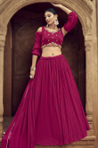 Rani Pink Georgette Flared Style Plain Lehenga