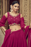 Rani Pink Georgette Flared Style Plain Lehenga
