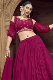 Rani Pink Georgette Flared Style Plain Lehenga