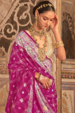 Rani Pink Silk Blend Weaved Paithani Saree 