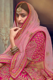 Rani Pink A Line Velvet Lehenga for Wedding 