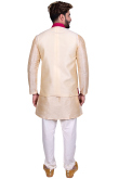 Raw Silk Cream Kurta Pajama With Waist Coat