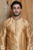 Raw Silk Kurta Pajama In Golden Beige Colour