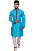 Raw Silk Kurta Pajama In Sky Blue Colour