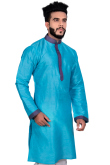 Raw Silk Kurta Pajama In Sky Blue Colour