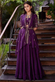 Raw Silk Purple Lehenga With Embroidered Jacket
