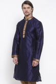 Silk Ready Made Kurta In Dark Blue Colour