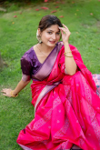 Raw Silk Ruby Pink Bandhani Printed Saree