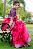 Raw Silk Ruby Pink Bandhani Printed Saree