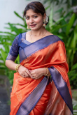 Raw Silk Salmon Orange Bandhani Printed Saree