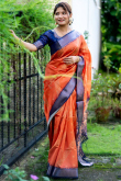 Raw Silk Salmon Orange Bandhani Printed Saree