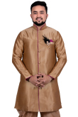 Raw Silk Sherwani In Golden Colour For Men