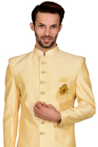 Raw Silk Sherwani In Pale Yellow Colour 