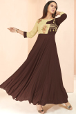 Rayon Kurti In Chocolate Brown Color