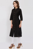 Rayon Kurti Set In Black Colour
