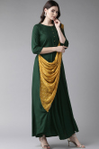 Rayon Kurti Set In Dark Green Colour