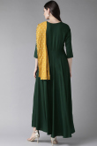 Rayon Kurti Set In Dark Green Colour