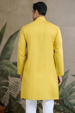 Rayon Pear Green Men's Kurta with Weaved Work for Diwali Festival