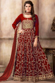 Red Art Silk Embroidered Anarkali Suit