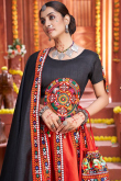 Red Art Silk Embroidered Lehenga