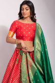 Zari Work Red Lehenga in Banarasi Silk for Party 