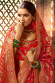 Red Banarasi Silk Saree With Banglori Silk Blouse
