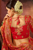 Red Banarasi Silk Saree With Banglori Silk Blouse