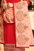Resham Embroidered Georgette Red Churidar Suit