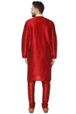 Red Dupion Silk Churidar Men's Kurta Pajama