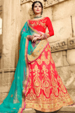 Red Embroidered Lehenga