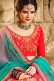 Red Embroidered Lehenga