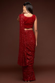 Red Georgette Embroidered Party Wear Saree
