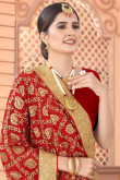 Zari Work Red Saree in Georgette for Wedding 