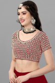 Red Georgette Floor Length Embroidered Lehenga