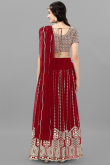 Red Georgette Floor Length Embroidered Lehenga