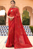 Red Georgette Indian Wear Bandhej Saree