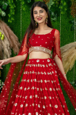 Red Georgette Lehenga with Zari Work for Party