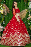 Red Georgette Lehenga with Zari Work for Party