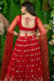 Red Georgette Lehenga with Zari Work for Party