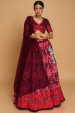 Georgette Red Wedding Wear Lehenga with Printed