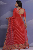Red Georgette Printed Leheriya Saree