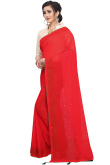 Red Georgette Saree With Mukaish Work