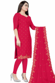 Crimson Georgette Zari Work Churidar Suit for Wedding & Festival
