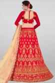 Red Lehenga In Satin Fabric With Resham Work