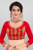 Red Lehenga In Satin Fabric With Resham Work