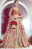Red Net Embroidered Front Slit Lehenga