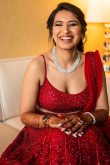 Lehenga in Net Red with Thread Embroidery for Wedding 