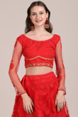 Lehenga in Red Net for Sangeet with Zari embroidery