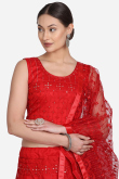 Net Red Resham Embroidered Wedding Wear Lehenga