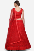 Net Red Resham Embroidered Wedding Wear Lehenga